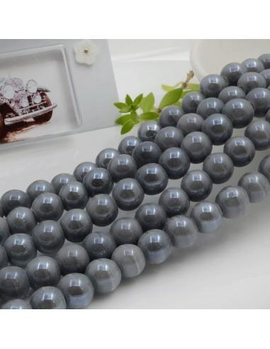 Filo di perle rotonde in ceramica smaltata 8 mm 47pz Gioie d'Oriente