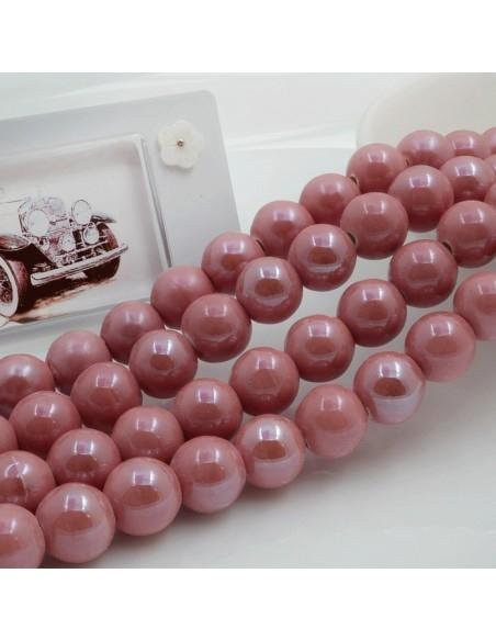 Filo di perle rotonde in ceramica smaltata 10 mm 33pz Gioie d'Oriente