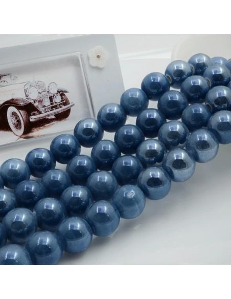 Filo di perle rotonde in ceramica smaltata 10 mm 33pz Gioie d'Oriente
