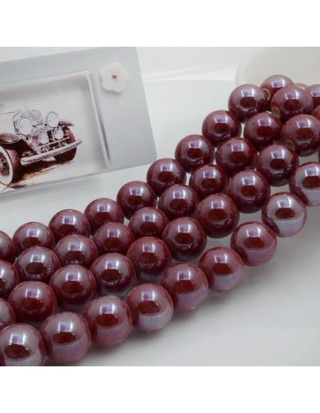 Filo di perle rotonde in ceramica smaltata 10 mm 33pz Gioie d'Oriente