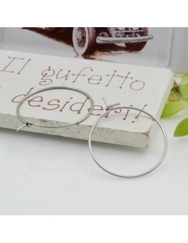 Base per orecchini a cerchio sottili in acciaio - Ago in su - 0.6 mm 15-50mm  4 pz | GDO