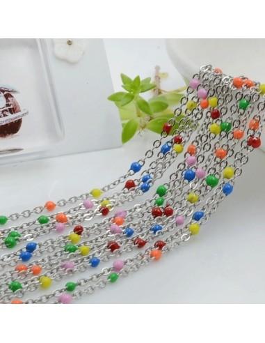 Catena in acciaio con palline smaltate colore mix base argento 1mt | GDO