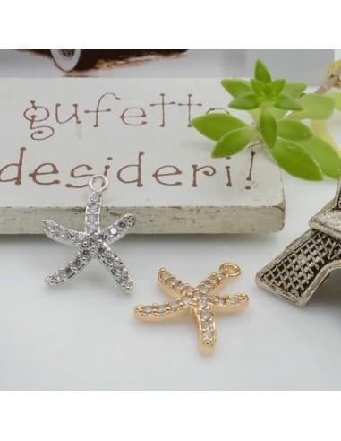 Ciondolo stella marina in rame con zirconi 13x16 mm 1pz Gioie d'Oriente