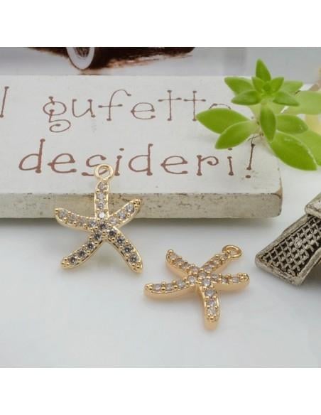 Ciondolo stella marina in rame con zirconi 13x16 mm 1pz Gioie d'Oriente