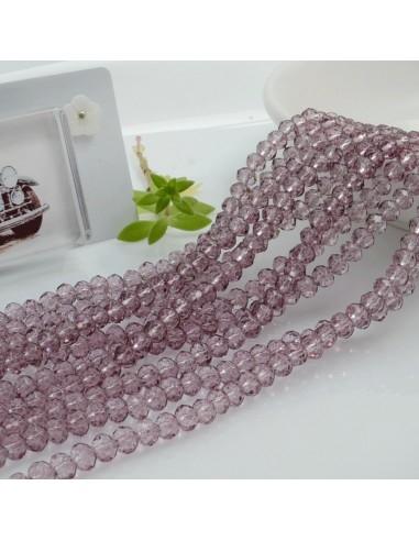 Filo di Mezzi Cristalli Lilla Scuro Rondelle 3x4mm Sfaccettati Briolette 125 a 145pz GDO | Gioie d'Oriente