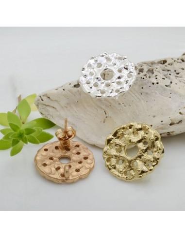 Base orecchini con perno in zama oro circolari traforati 20mm 1paio