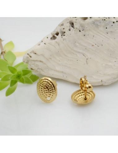 Base orecchini con perno e superficie martellata in acciaio 10x8mm 1 paio | GDO