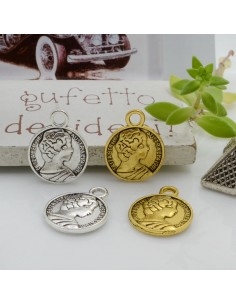 Ciondoli medaglia Elizabeth Australia in metallo 12x16 mm 7pz Gioie d'Oriente