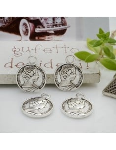 Ciondoli medaglia Elizabeth Australia in metallo 12x16 mm 7pz Gioie d'Oriente 2