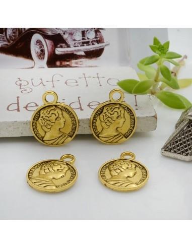 Ciondoli medaglia Elizabeth Australia oro 12x16 mm 7pz Gioie d'Oriente
