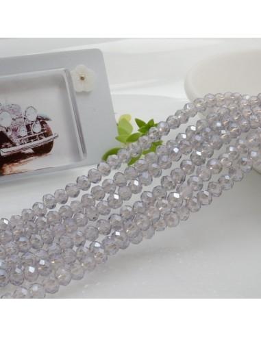 Filo di Mezzi Cristalli Lilla Chiaro AB Rondelle 3x4mm Sfaccettati Briolette 125 a 145pz GDO | Gioie d'Oriente