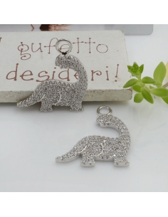 Ciondolo dinosauro ottone zirconi 21x24mm 1pz colori vari Gioie d'Oriente 2