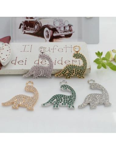 Ciondolo a forma di Dinosauro in Ottone con Zirconi 21x24mm 1pz | GDO