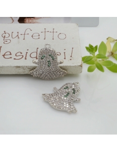 Ciondolo fantasmino ottone oro zirconi trasparenti 16x18mm 1pz Gioie d'Oriente 2