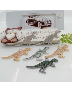 Ciondolo dinosauro in ottone con zirconi 24x33mm 1pz Gioie d'Oriente