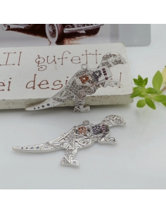 Ciondolo dinosauro in ottone con zirconi multicolore 24x33mm 1pz Gioie d'Oriente 2