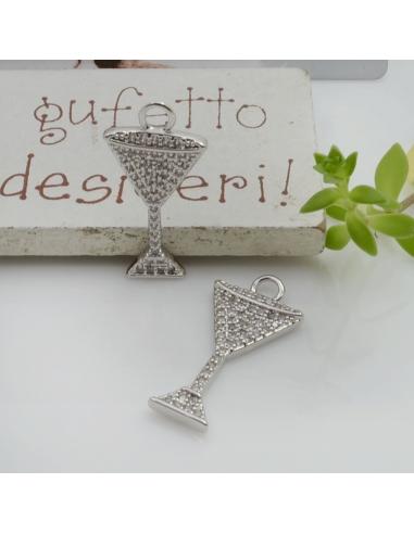 Ciondolo calice champagne in ottone con zirconi 24x12mm 1pz Gioie d'Oriente