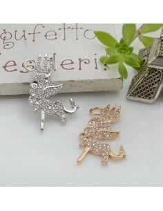 Ciondolo diavoletto in ottone con zirconi bianchi 21x13mm 1pz Gioie d'Oriente