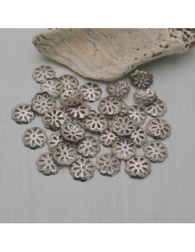 Copri perline fiore in metallo 7mm 70pz Gioie d'Oriente