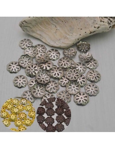Copri perline fiore in metallo 7mm 70pz Gioie d'Oriente