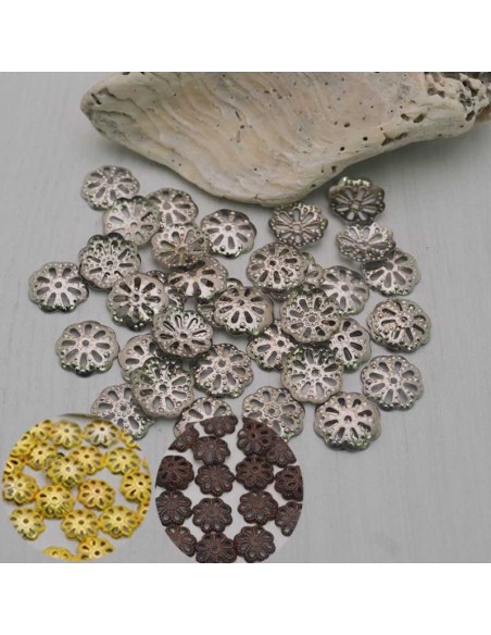 Copri perline fiore in metallo 7mm 70pz Gioie d'Oriente