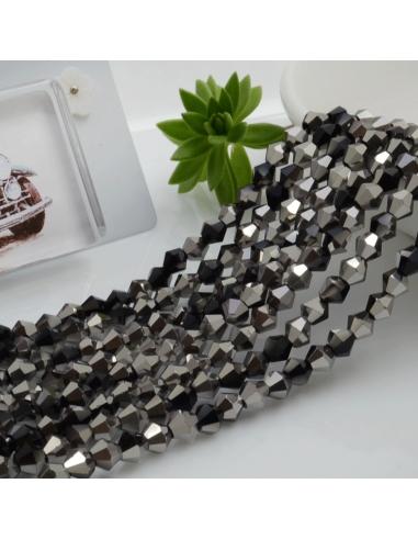 Filo di Cristalli Bicono sfaccettati Nero-Argento AB di 4.5mm circa 110pz | GDO