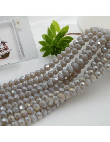 Filo di Mezzi Cristalli Grigio AB Rondelle 3x4mm Sfaccettati Briolette 125 a 145pz GDO | Gioie d'Oriente