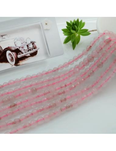 Perle di Quarzo Rosa 4mm Sfaccettate per Creazioni Uniche |GDO