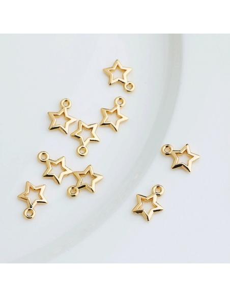 Ciondoli stella vuota in ottone oro 6x8 e 10x12 mm 2pz Gioie d'Oriente