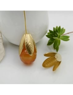 Copri perla fiore fantasia in ottone naturale 17mm 1pz Gioie d'Oriente