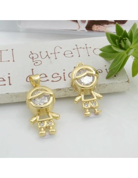 Ciondolo bimba bimbo in ottone con zircone trasparente 1pz Gioie d'Oriente