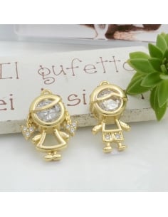 Ciondolo bimba bimbo in ottone con zircone trasparente 1pz Gioie d'Oriente