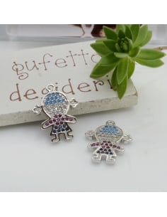 Ciondolo bimba bimbo in ottone con zirconi colori vari 1pz Gioie d'Oriente 2