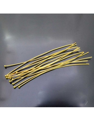 Chiodini Spilli testa Pallina col oro 80mm in ottone 20 pz  FILO 0.5 MM per Bigiotteria 