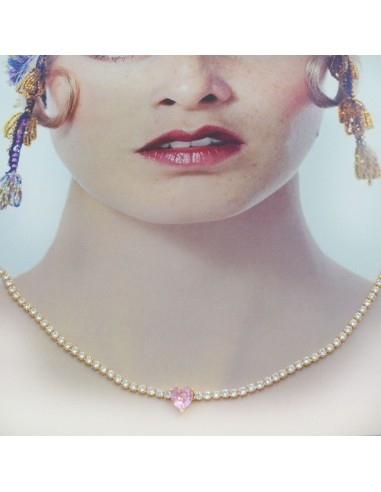 Collana tennis con Punto Luce a forma di Cuore in rame base oro 18k con prolunga | GDO