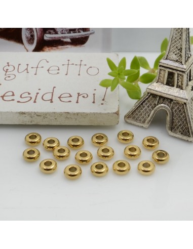 Distanziatori rondella in Acciaio colore oro 5 x 2 mm foro 2 mm 50 pz per le tue creazioni!!
