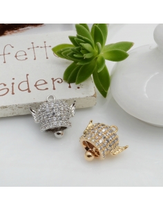 Ciondolo campanella diavoletto in ottone con zirconi 12x14mm 1pz Gioie d'Oriente