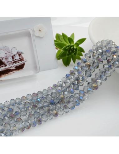 Filo di Mezzi Cristalli Fumé Chiaro AB Rondelle 3x4mm Sfaccettati Briolette 125 a 145pz GDO | Gioie d'Oriente
