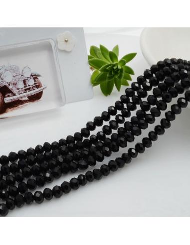 Filo di Mezzi Cristalli Nero Rondelle 3x4mm Sfaccettati Briolette 125 a 145pz GDO | Gioie d'Oriente