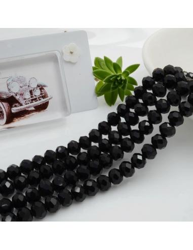 Filo di Mezzi Cristalli Nero Rondelle Cipollotti 4.5x6mm Sfaccettati Briolette circa 90pz GDO | Gioie d'Oriente