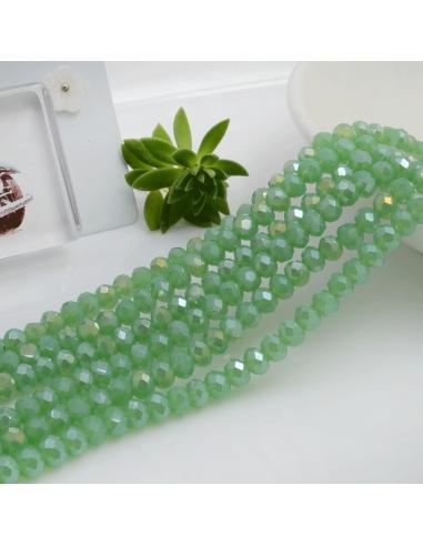 Filo di Mezzi Cristalli Verde Menta AB Rondelle 3x4mm Sfaccettati Briolette 125 a 145pz GDO | Gioie d'Oriente