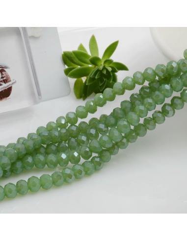 Filo di Mezzi Cristalli Verde Rondelle 3x4mm Sfaccettati Briolette 125 a 145pz GDO | Gioie d'Oriente