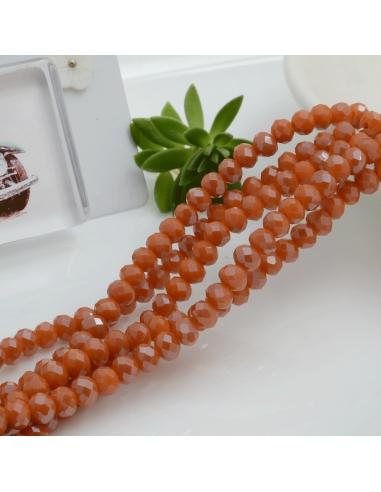 Filo di Mezzi Cristalli Arancione Scuro Rondelle 3x4mm Sfaccettati Briolette 125 a 145pz GDO | Gioie d'Oriente