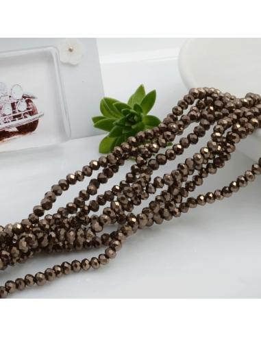 Filo di Mezzi Cristalli Marrone Rondelle 2x3mm Sfaccettati Briolette 170pz GDO | Gioie d'Oriente