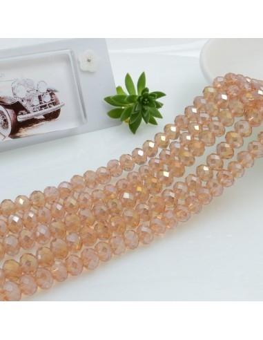 Filo di Mezzi Cristalli Rosa Antico Scuro AB Rondelle Cipollotti 4.5x6mm Sfaccettati Briolette circa 90pz GDO | Gioie d'Oriente