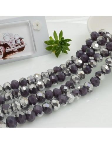 Filo di Mezzi Cristalli cinesi Lilla Scuro Argento AB rondelle cipollotti 6x8mm sfaccettati 58pz GDO | Gioie d'Oriente