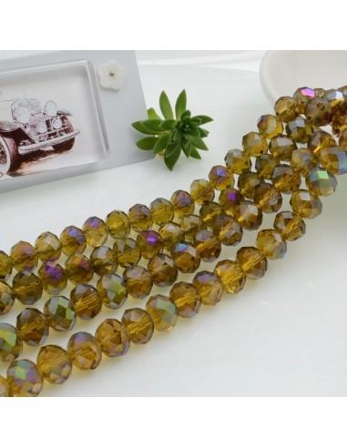 Filo di Mezzi Cristalli cinesi Topazio Scuro AB rondelle cipollotti 6x8mm sfaccettati briolette 58pz GDO | Gioie d'Oriente