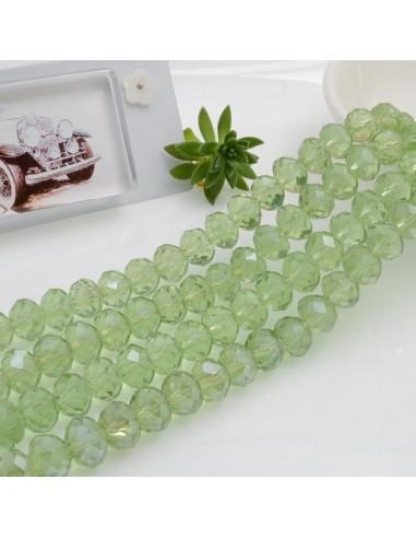 Filo di Mezzi Cristalli cinesi Verde Chiaro AB rondelle cipollotti 6x8mm sfaccettati briolette 65-70pz GDO | Gioie d'Oriente