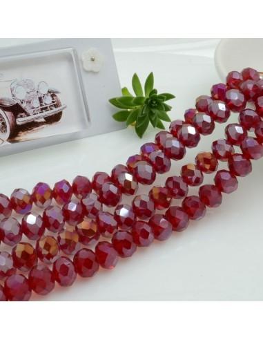 Filo di Mezzi Cristalli cinesi Rosso AB rondelle cipollotti 6x8mm sfaccettati briolette 65-70pz GDO | Gioie d'Oriente