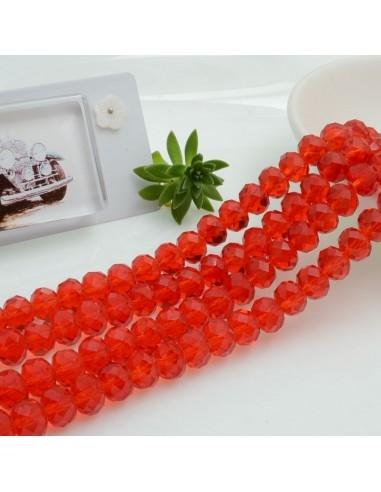 Filo di Mezzi Cristalli cinesi Rosso Chiaro rondelle cipollotti 6x8mm sfaccettati briolette 65-70pz GDO | Gioie d'Oriente